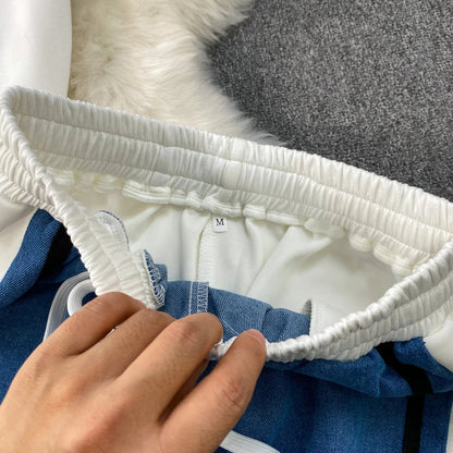 Cowboy patchwork hooded jacket fashionable sports suit women's summer 2025 new two-piece set popular age reducing pants