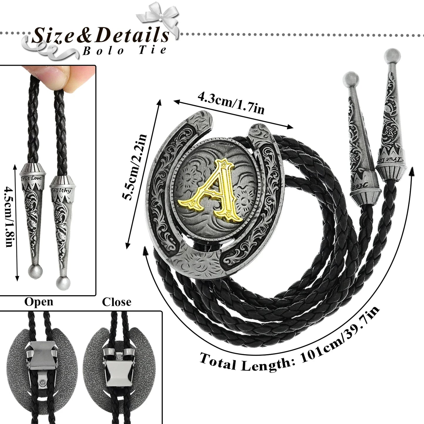 RechicGu-26 lettres Bolo pour homme, style western, cow-boy, cow-girl, cravate en cuir, collier rodéo, bijoux cadeaux, Dropshipping