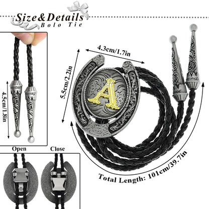 RechicGu-26 lettres Bolo pour homme, style western, cow-boy, cow-girl, cravate en cuir, collier rodéo, bijoux cadeaux, Dropshipping
