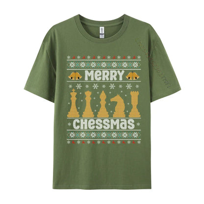 Merry Chessmas Ugly Chess Player Christmas T-Shirts Retro Boy Top T-Shirts Crewneck Combed Cotton Tops Shirt Tops & Tees Casual