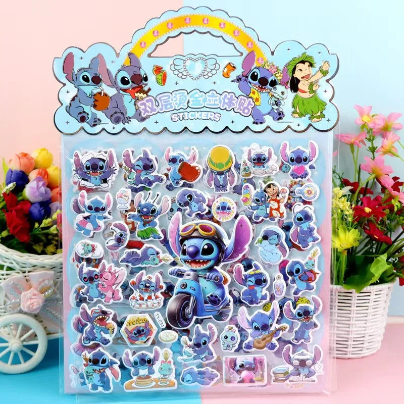 Sticker autocollant en relief 3D bulle de Stitch, motif bulle 3D, décoration, autocollant mignon, récompense, fournitures de papeterie