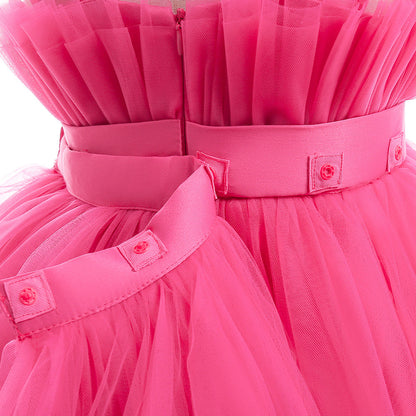 Formal evening gowns for children, elegant evening dresses for girls, with train, detachable princess dress