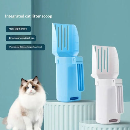 Pelle à litière pour chat, cuillère à litière Portable pour chat avec poubelle intégrée, grande pelle à litière, système d'élimination des merdes de chat
