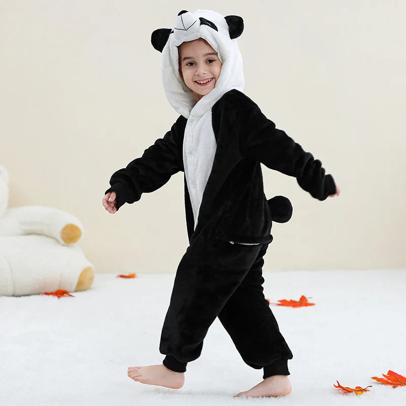 MICHLEY Pyjama grenouillère en flanelle pour Halloween, hiver, avec capuche, pour enfants, déguisement familial, combinaison de nuit, robe de chambre pour garçons et filles