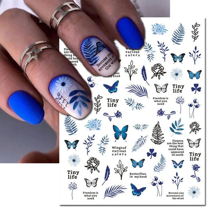 3d Nail Art Stickers Winter Autumn Golden Leaves Red Roses Flowers Decals For Nails Decoration Manicure Salon Beauty