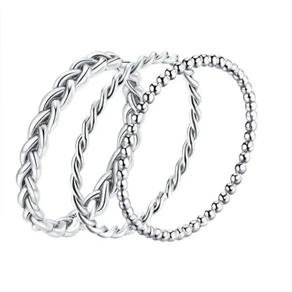 925 Sterling Silver Braided Texture Twisted Eternity Band Stackable Rings - Fine Jewelry