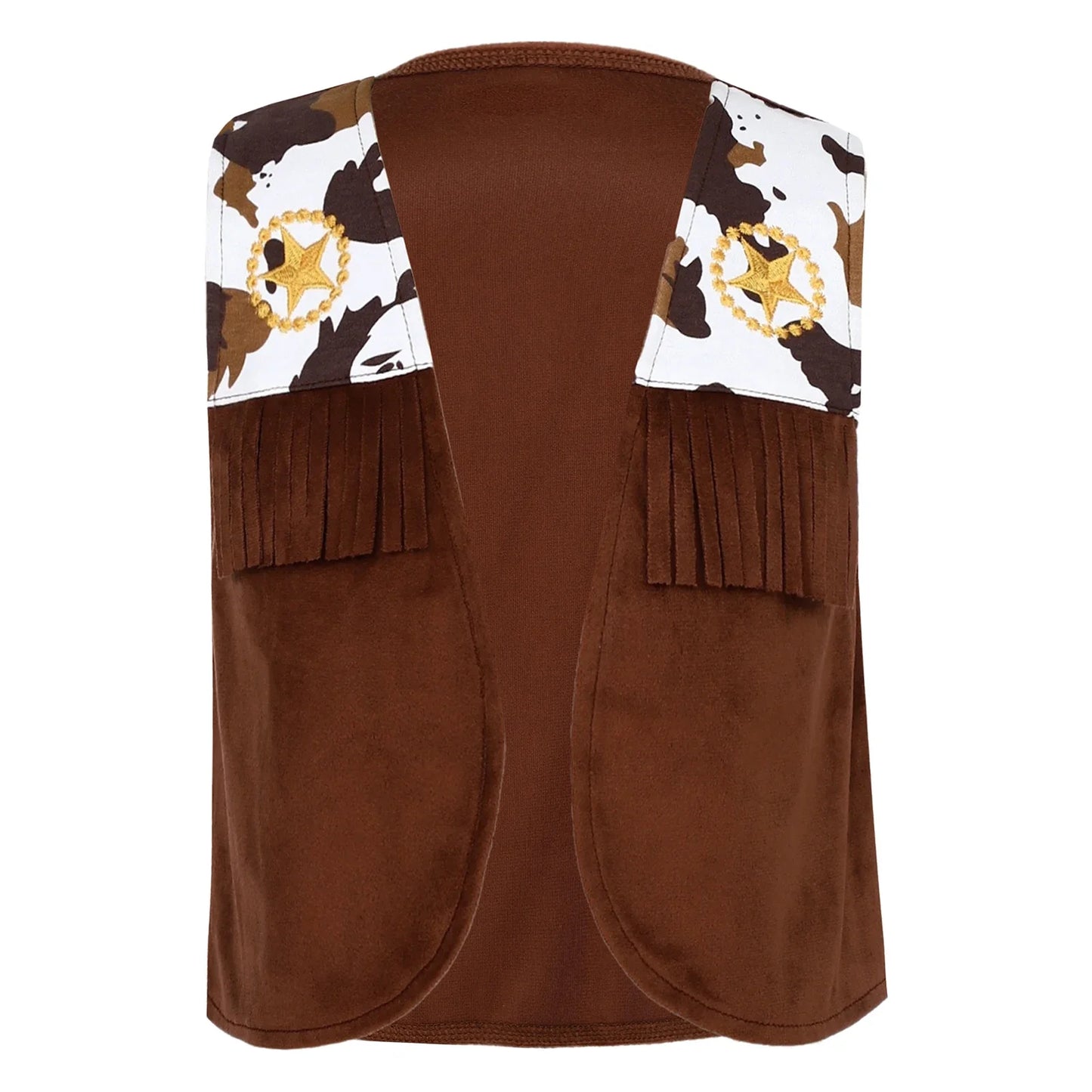 Children's Hippie Cowboy Costume, Toddler Boys Girls Cowgirl Vest, Open Front Fringed Vest for Halloween Cosplay Theme Party Outfits