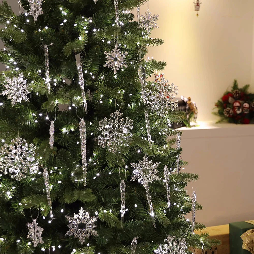 Ornement suspendu de noël en cristal acrylique, 2 à 12 pièces, ange brillant, flocon de neige, pendentif de glaçon pour décorations de fête de noël et du nouvel an