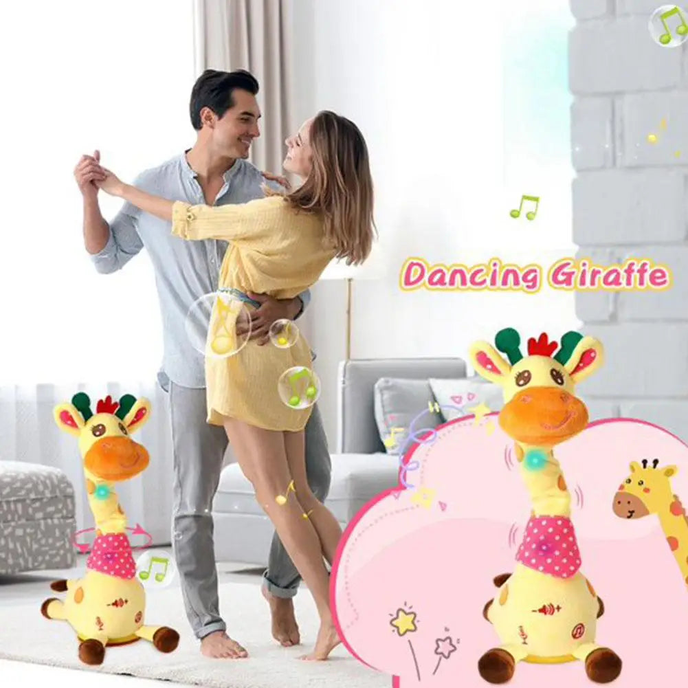 Electric Singing Dancing Giraffe Toy With Light & Voice Recording, Swing Motion Interactive Plush Animal For Kids Gift