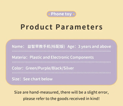 Kids Fun Learning Play Phone Baby Simulation Phone Musical Early Educational Toys English Learning Cellphone Model Toy Gifts