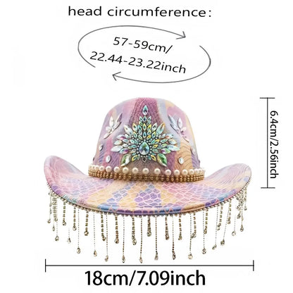 Chapeau de cowboy occidental strass homme-accessoires de cowboy vintage et chapeaux de cow-girl de campagne pour dames adultes femme