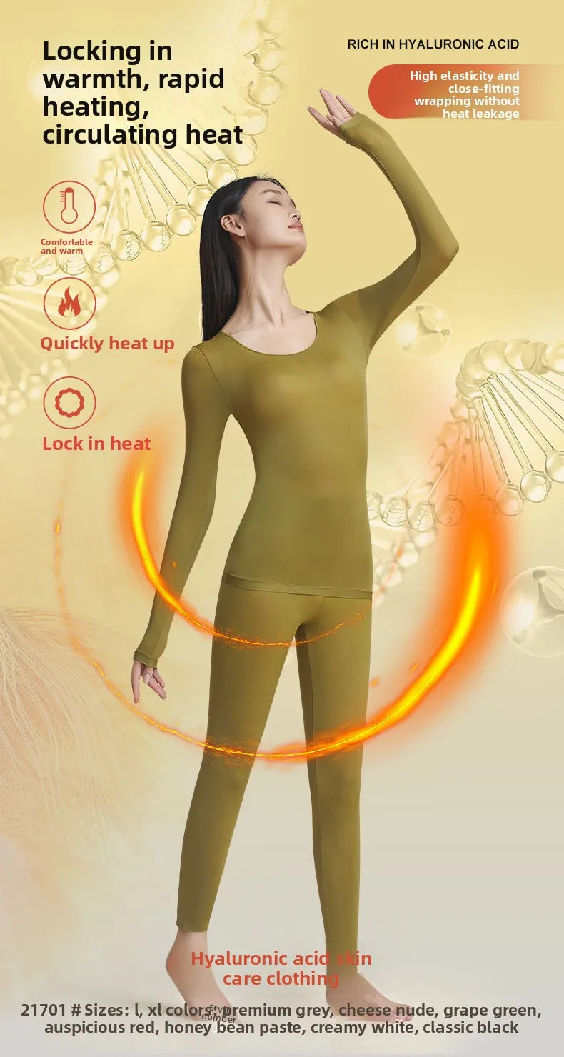37 Women's Thermal Underwear Base Layer Shirt Skin Beauty Garment Ultra-Light Long Sleeve Thermal Set