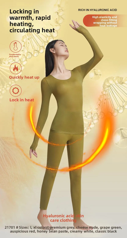 37 Women's Thermal Underwear Base Layer Shirt Skin Beauty Garment Ultra-Light Long Sleeve Thermal Set