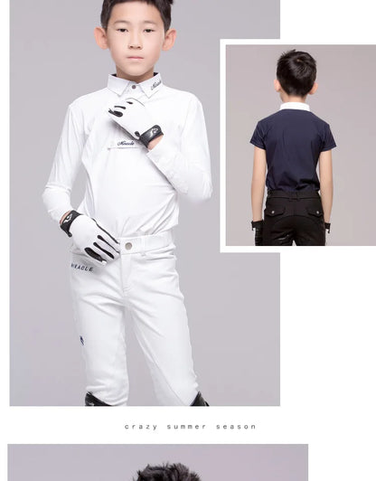 Equestrian Children's Spring and Autumn Summer Competition Short sleeved Long sleeved T-shirt