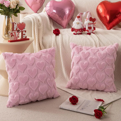Housse de coussin en peluche pour la saint-valentin, avec coussin Jacquard brodé de cœur, pour décoration de canapé et de salon (oreiller non inclus)