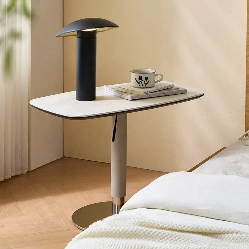 Table d'appoint élévatrice au Design moderne en ardoise de roche, pour lit ou canapé, petit appartement, meubles de salon avec pied en acier inoxydable