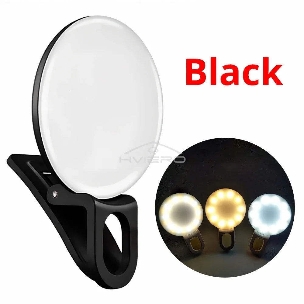 Anneau lumineux Led pour Selfie, Rechargeable par USB, lumières de remplissage, luminosité chaude et froide réglable, pour appareil Photo, vidéo, accessoires de Streaming en direct