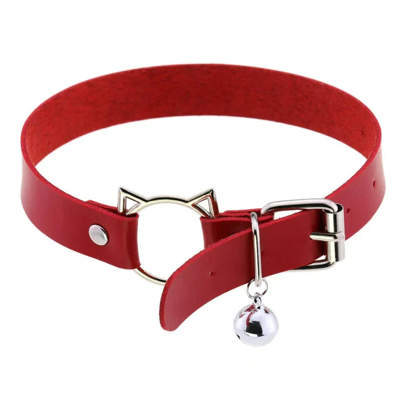 Collier gothique d'Halloween en cuir PU avec tête de chat, collier doux Y2k, cadeau de mode pour femme, cadeau de Noël pour la Saint-Valentin