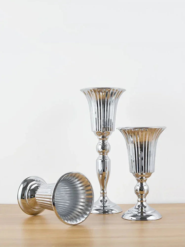 PEANDIM Luxury Silver Flower Vase Home Vase Desktop Craft Flower Arrangement Decoration Wedding Party Christmas Flower Rack