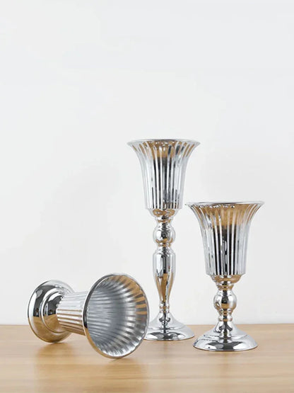 PEANDIM Luxury Silver Flower Vase Home Vase Desktop Craft Flower Arrangement Decoration Wedding Party Christmas Flower Rack