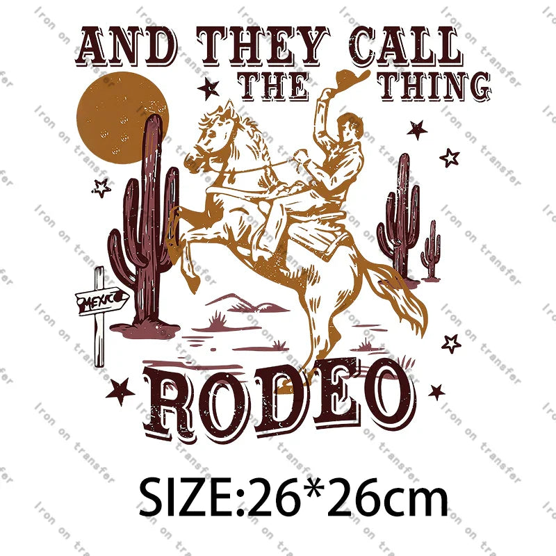 Rodeo Wild West Cowgirl chastez vos rêves Cowboy été imprimé léopard transferts à repasser pour vêtements décoration bricolage