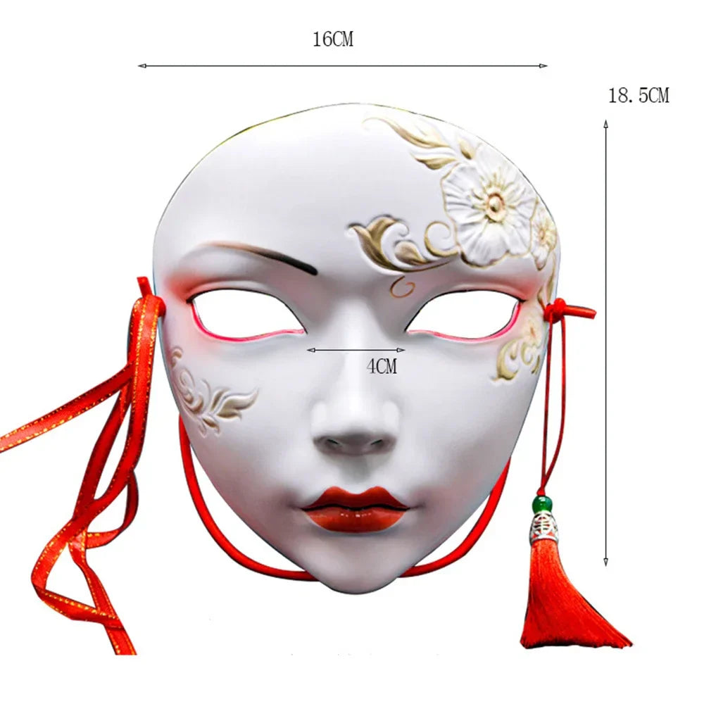 Masque de fête pour adultes, maquillage peint à la main, masque complet de file d'attente de carnaval, mascarade Kabuki pour carnaval Mardi Gras Cosplay