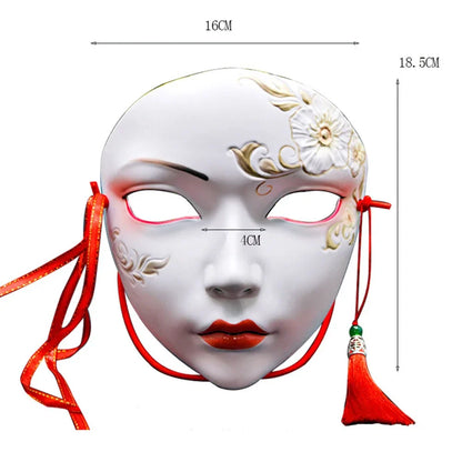 Masque de fête pour adultes, maquillage peint à la main, masque complet de file d'attente de carnaval, mascarade Kabuki pour carnaval Mardi Gras Cosplay