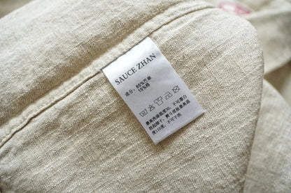 Chemise en lin Western Sle pour homme, décontractée, à manches longues, de couleur unie, coupe ample, col classique, boutonnée, tendance, kaki