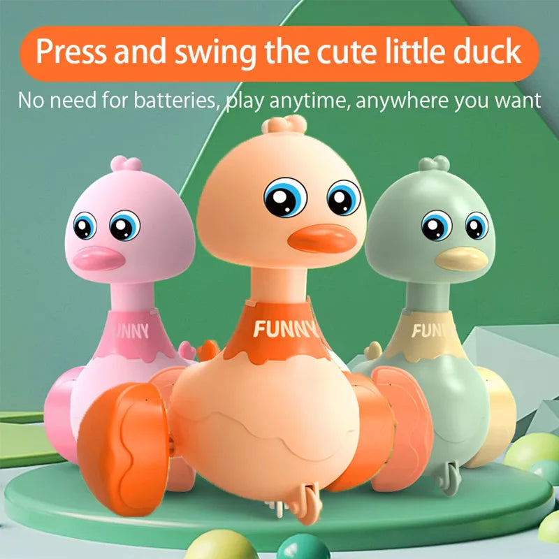 Balançoire de Bébé Jouet Canard Dessin Animé Véhicules à Pousser Jouets Animaux à Glissement Inertie Voitures à Retractation Jouets d'Éducation Précoce pour Tout-Petits Garçons Filles