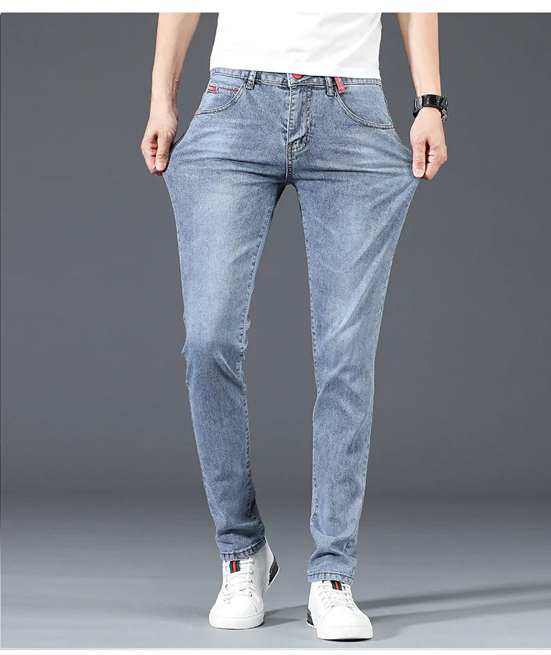Jean skinny homme polaire hiver chaud uni coréen tendance slim pantalon denim homme épaissi extensible coupe crayon vêtements homme