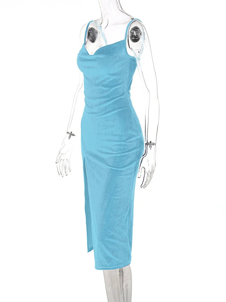 Ele Sexy Women's Spring 2024 Faionable Slim Fit Split Strapl Dr Polyester Fiber mid Waist Gown for Babies
