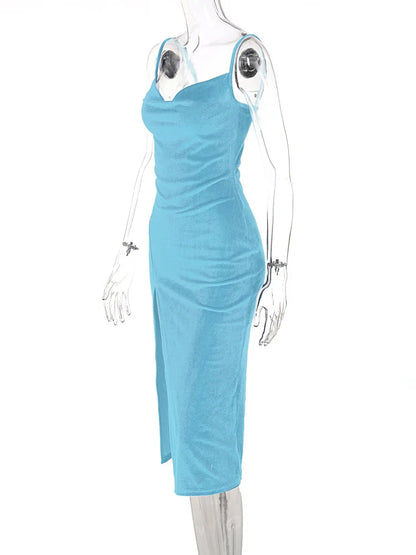 Ele Sexy Women's Spring 2024 Faionable Slim Fit Split Strapl Dr Polyester Fiber mid Waist Gown for Babies