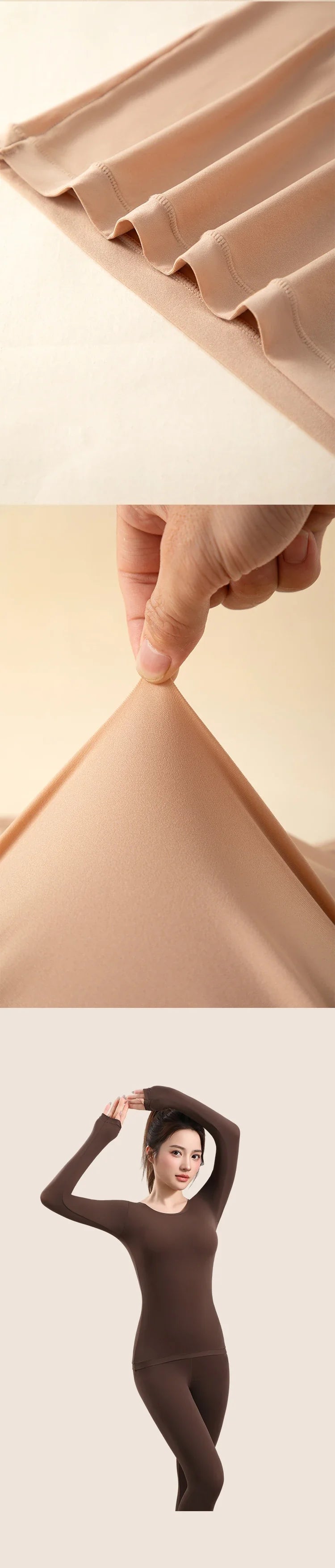 Chemises de soins de la peau à l'acide hyaluronique, appairage thermique d'hiver, sous-vêtements Ultra-fins à manches longues à haute élasticité, ensembles de couches de Base pour femmes