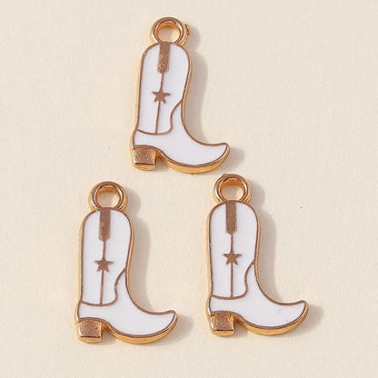 Leslie 10 pièces jolies filles bottes de cowboy et chapeau breloques pendentifs pour la fabrication de bijoux collier boucles d'oreilles bricolage Cowgirl chapeau charme cadeaux