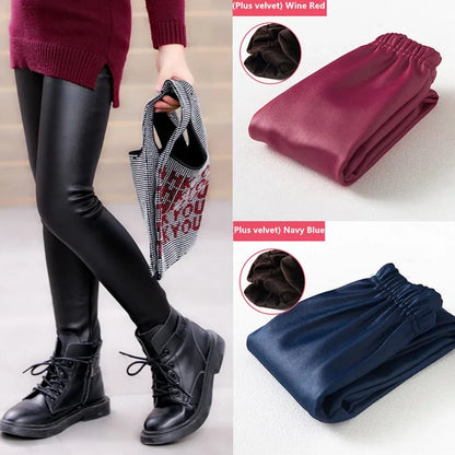 Leggings en cuir PU pour enfants, pantalons crayon décontractés, monochromes, chauds, FJGirl, mignons, tout-petits, enfants, filles, automne, hiver