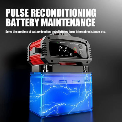 Portable 25A/15A Smart Car Battery Charger for 12V-24V Motorcycle Lead Acid AGM GEL LiFePo4 Batteries Car Booster Pulse Repair