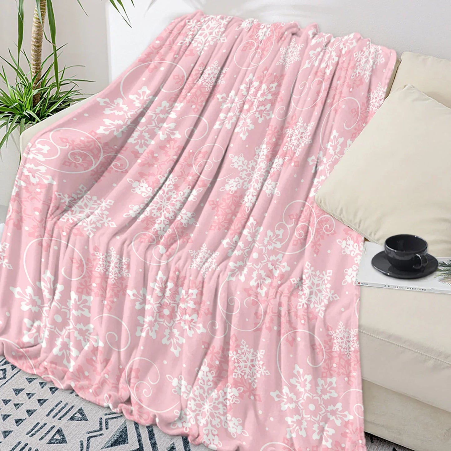 Christmas Snowflake Red Throw Blanket Portable Warm Blanket Blankets For Beds Home Decor Sofa Blanket