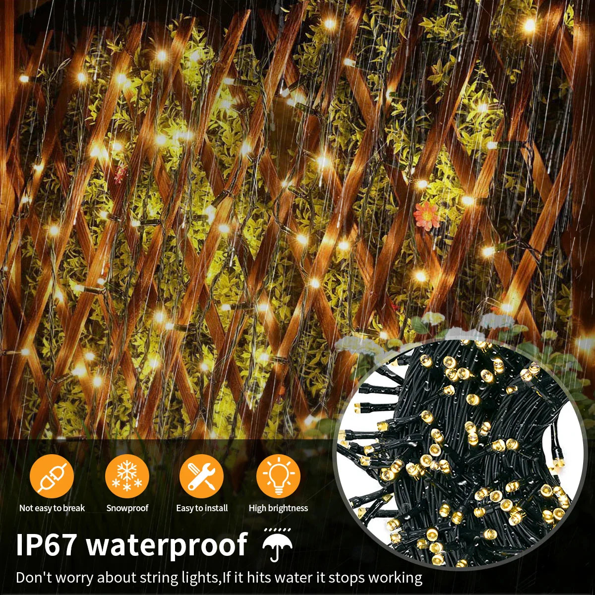 Energy Saving LED Outdoor Garden String Lights 10M 20M 30M 50M 100M Solar/EU/US Plug Charging LED Christmas Lawn Luminous Lamp
