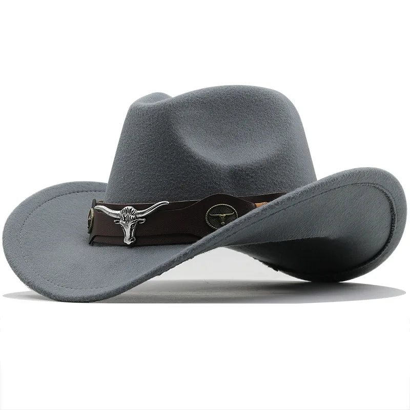 Nouveau chapeau de Cowboy occidental à bord roulé casquette de Cowgirl Cowboy Jazz Fedora chapeaux casquette en feutre avec bande de vache pour femmes hommes enfants