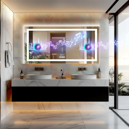 Fissuraminants pour miroir de maquillage LED, miroir de courtoisie avec lumières, miroir de maquillage à intensité variable, affichage numérique Bluetooth intelligent, mémoire de 3 couleurs