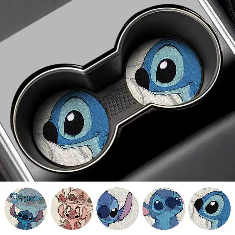 Lilo & Stitch Car Coaster Fun Car Goodies Cute Creative Water Coaster Interior Decoration Anti-slip Storage Pad Universal