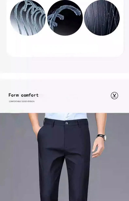 TRAF Autumn And Winter Thick Men's Fashion Comfortable Casual Long Pants Four-Sided Elastic Pants Loose Straight Leg Suit Pants