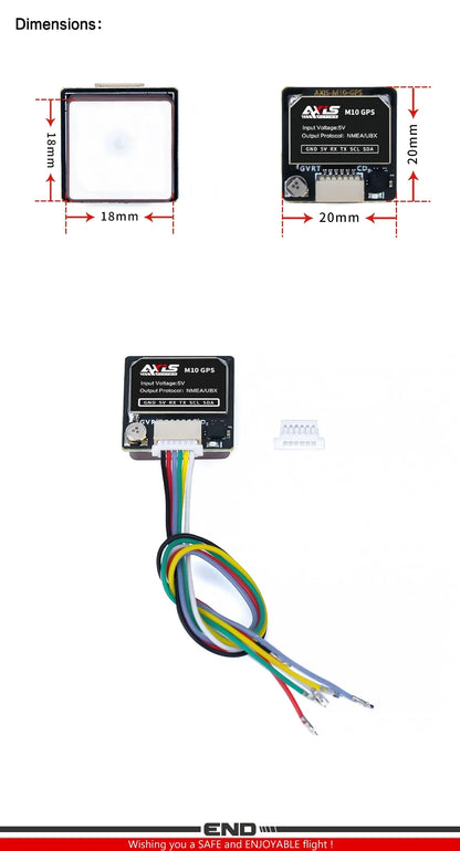 Module GPS AxisFlying M10 avec boussole QMC5883 3.6 V-5.5 V pour drone Freestyle et longue portée RC FPV