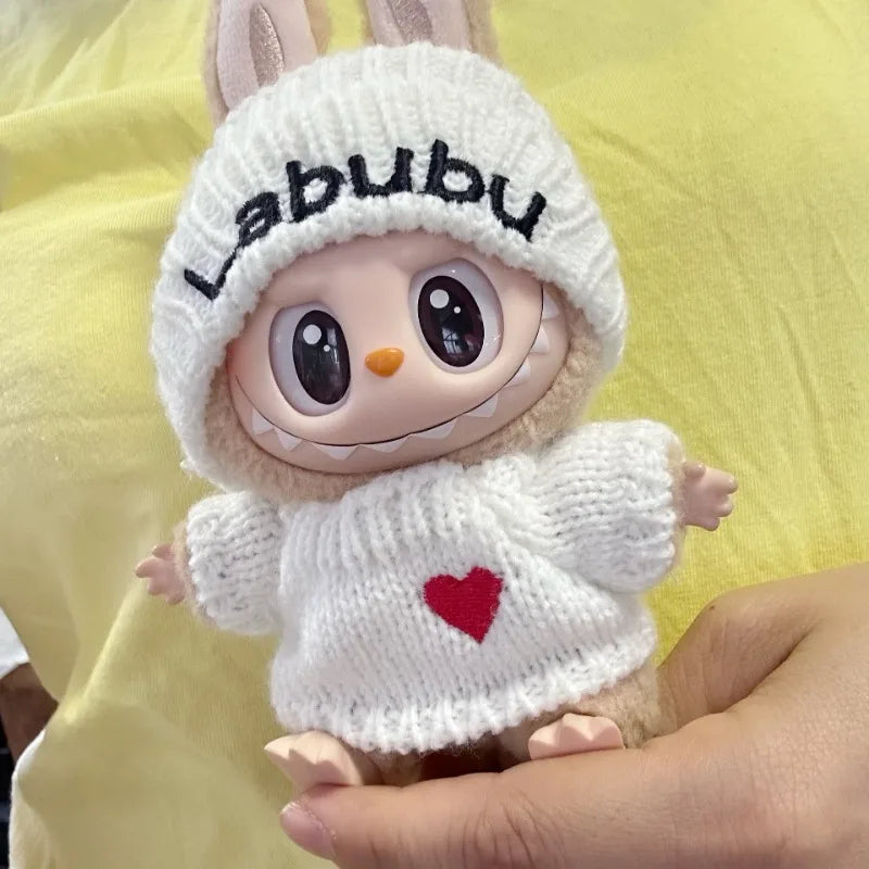 [Clothes only] Second-generation blind box Rabub sitting party doll clothes LABUBU love sweater bear label hat