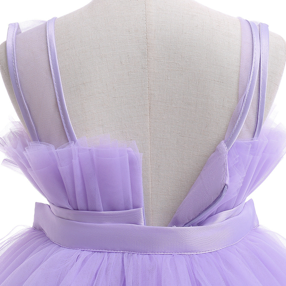 Formal evening gowns for children, elegant evening dresses for girls, with train, detachable princess dress