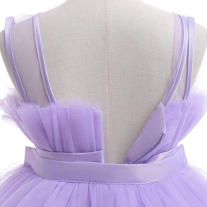 Formal evening gowns for children, elegant evening dresses for girls, with train, detachable princess dress