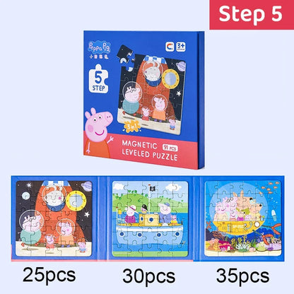 Kawaii Peppa Pig Magnetic Puzzle Children Cute Cartoon Anime Baby Early Education Advanced Magnetic Puzzle Books Toy Girls Gifts