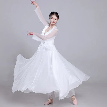 Ele Classical Dance Costume White Gauzy Skirt Super Fairy T Performance Suit Fene Dra Design Beautiful Mythology