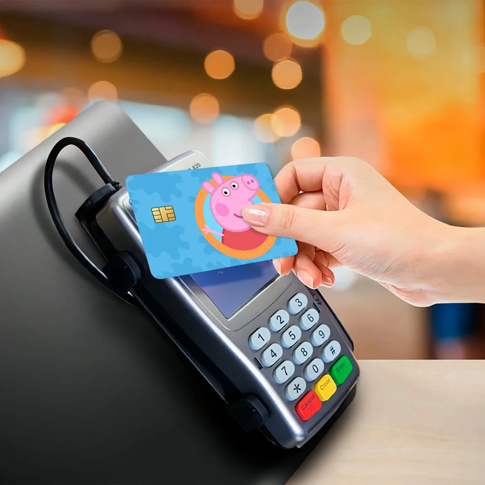 C-Cartoon Animation P-Peppas Pig Decorative Small Waterproof Chip 4PCS Card Sticker New Anti-Scratch
