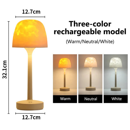 Water Ripple Lamp Rechargeable Night Light Atmosphere Desk Lamp Ocean Wave Projector Lamp for Home Bedroom Living Room